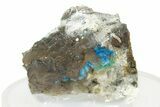 Vibrant Blue Cyanotrichite with Cubic Fluorite - China #238825-3